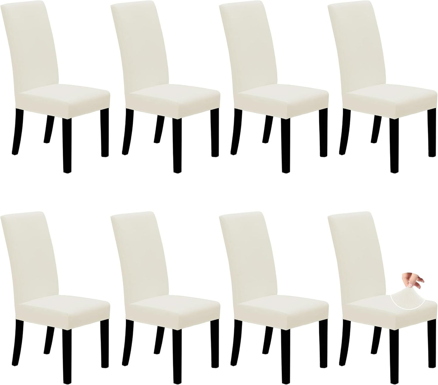Easy-Going Dining Chair Covers Stretch Dining Room Chair Covers Set of 4, Parsons Chair Slipcovers for Dining Room, Ceremony, Banquet, Ivory