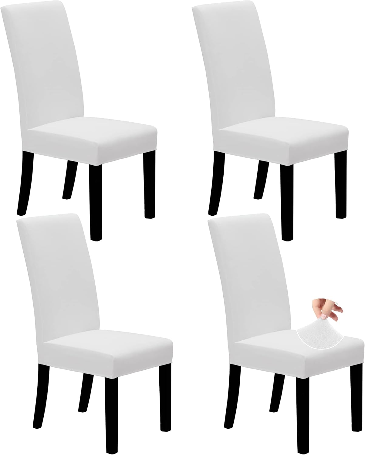Easy-Going Dining Chair Covers Stretch Dining Room Chair Covers Set of 4, Parsons Chair Slipcovers for Dining Room, Ceremony, Banquet, Ivory