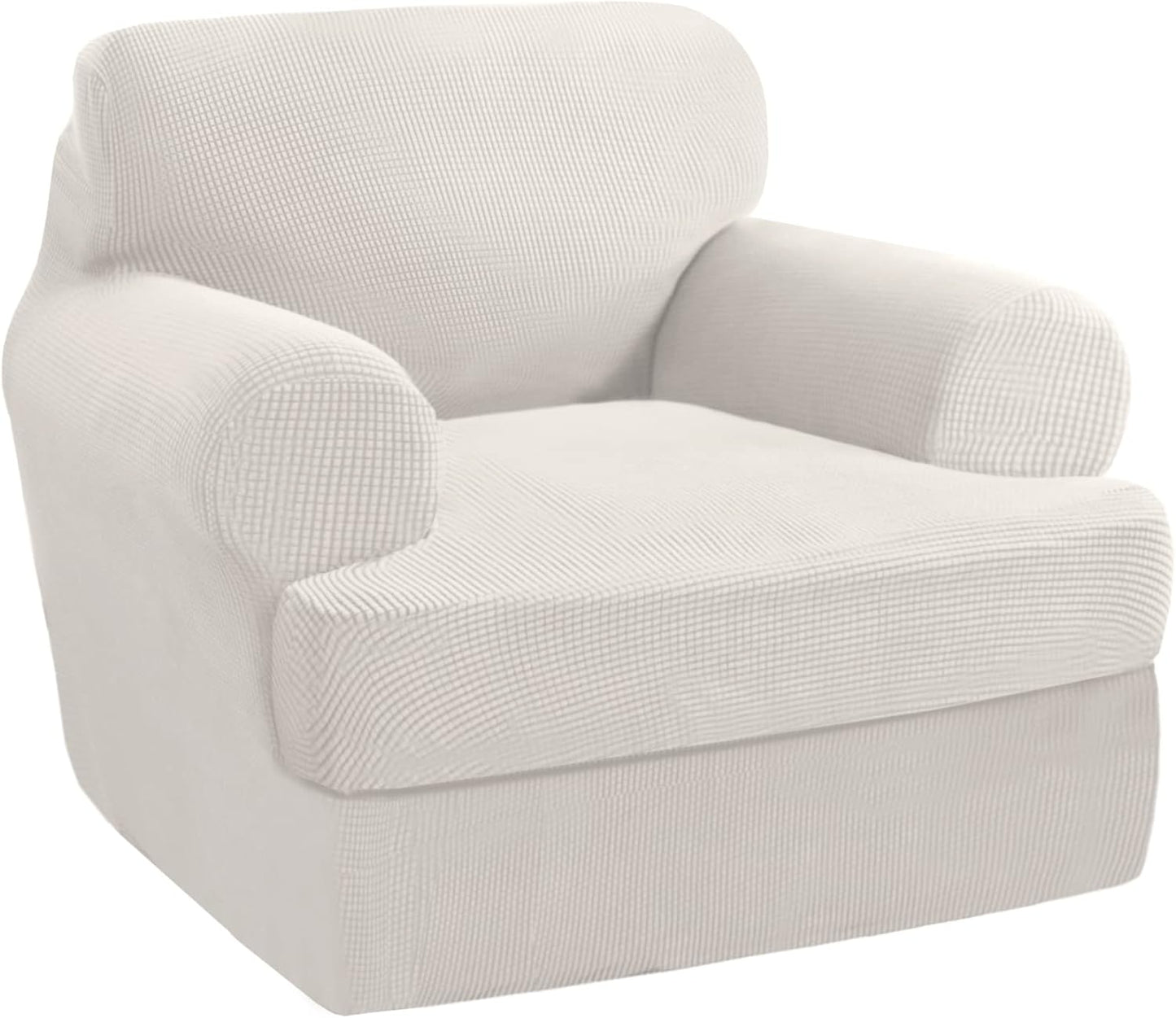 PrinceDeco T Cushion Sofa Slipcover 4 Pieces Sofa Covers for T Cushion Couch Soft Sofa Slip Covers Furniture Protector with 3 Individual T Shape Seat Covers (72"-90"), Island Fossi