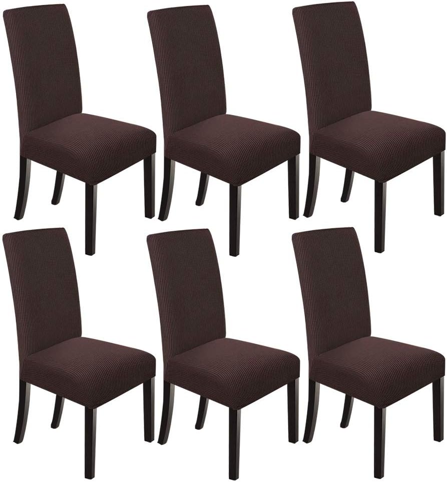 NORTHERN BROTHERS Dining Room Chair Covers Set of 6, Removable Washable Chair Covers for Dining Chairs Stretch Parson Chair Slipcover, Khaki