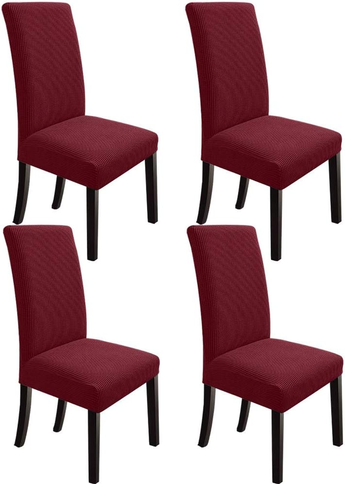 NORTHERN BROTHERS Dining Room Chair Covers Set of 6, Removable Washable Chair Covers for Dining Chairs Stretch Parson Chair Slipcover, Khaki