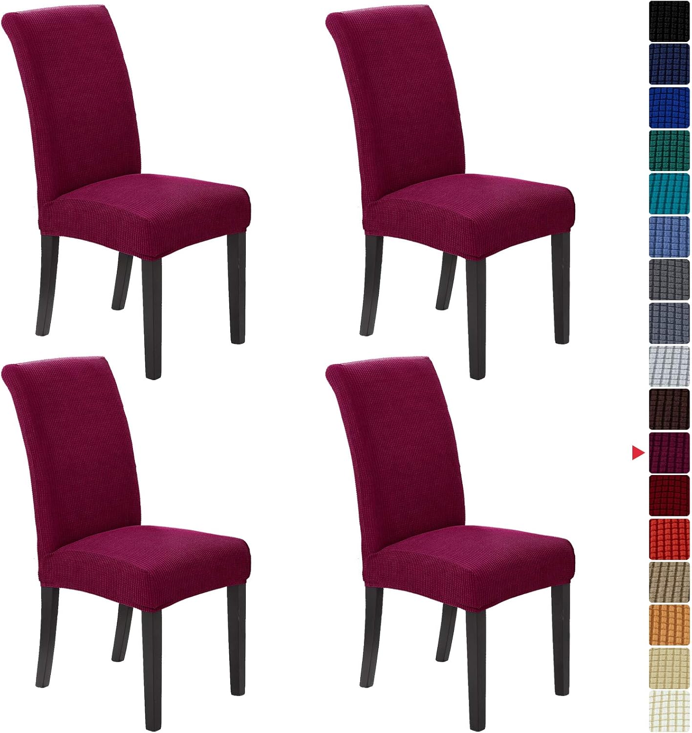 Howhic Stretch Chair Covers for Dining Room Set of 4, Removable Washable Dining Room Chair Covers, Dining Chair Slipcovers Seat Protector, Great for Home and Banquet Decoration (Ivory, 4 Pack)
