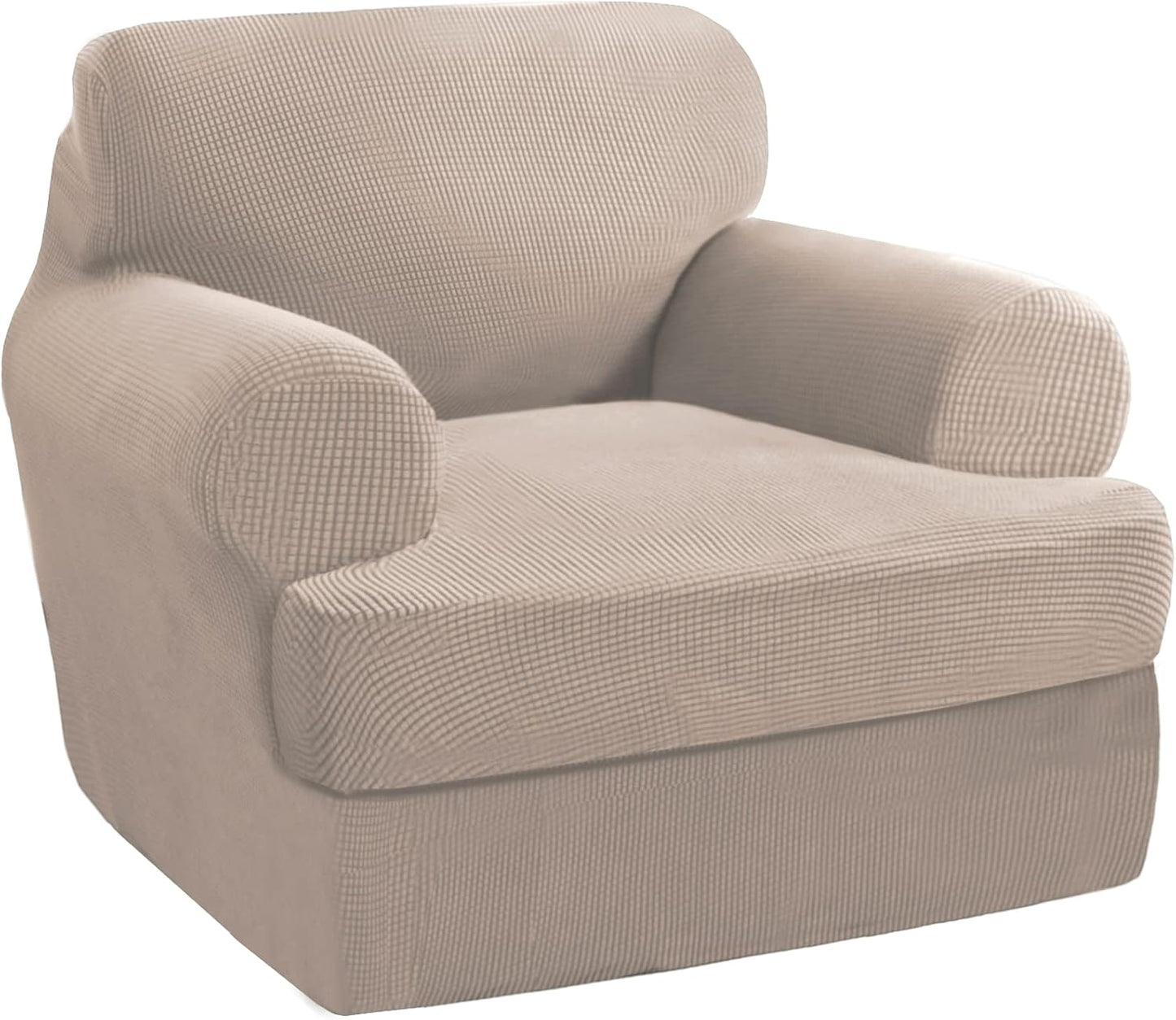 PrinceDeco T Cushion Sofa Slipcover 4 Pieces Sofa Covers for T Cushion Couch Soft Sofa Slip Covers Furniture Protector with 3 Individual T Shape Seat Covers (72"-90"), Island Fossi