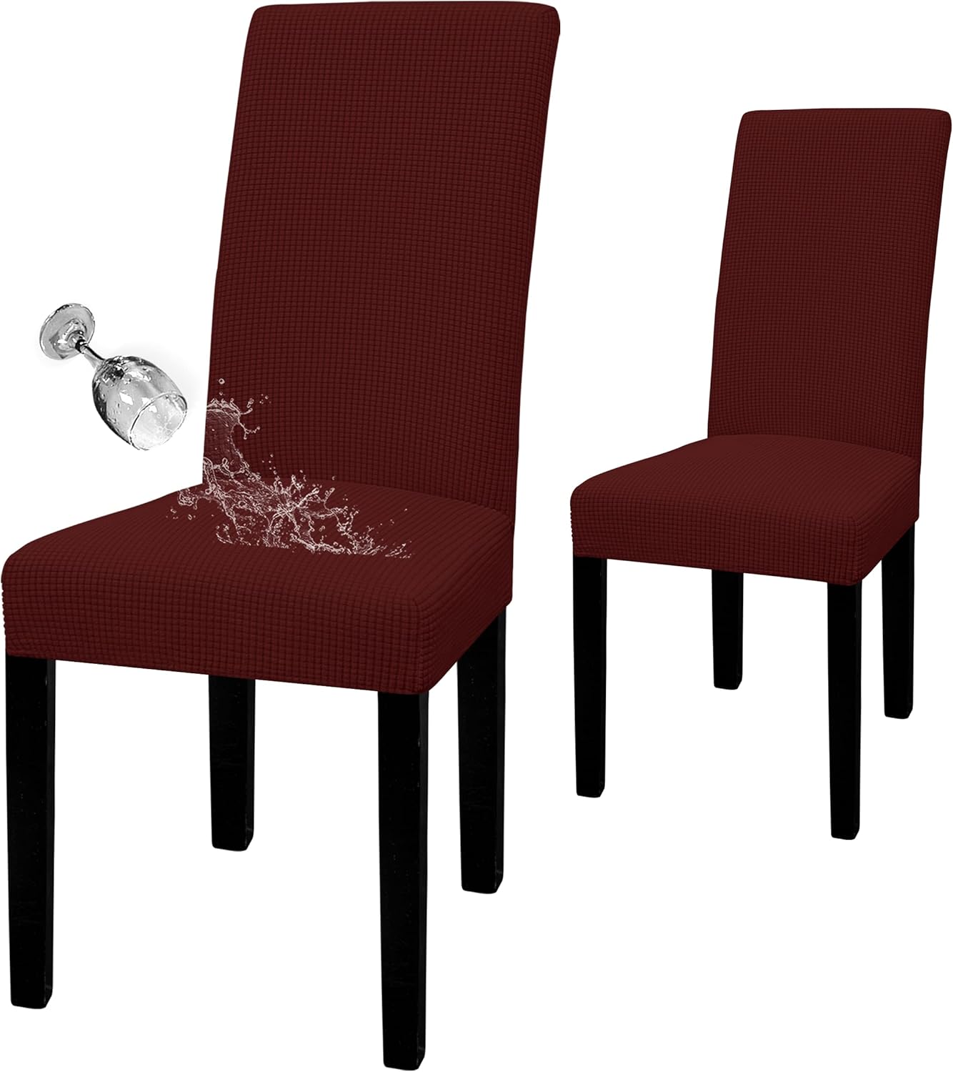 Easy-Going 100% Waterproof Dining Room Chair Cover Set of 6, Stretch Jacquard Parson Chair Slipcover Removable Washable Chair Protector for Home, Restaurant, Banquet (Large, Light Gray)
