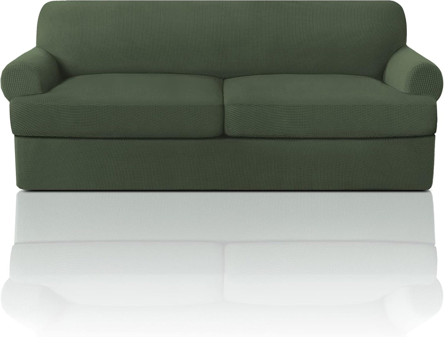 PrinceDeco T Cushion Sofa Slipcover 4 Pieces Sofa Covers for T Cushion Couch Soft Sofa Slip Covers Furniture Protector with 3 Individual T Shape Seat Covers (72"-90"), Island Fossi