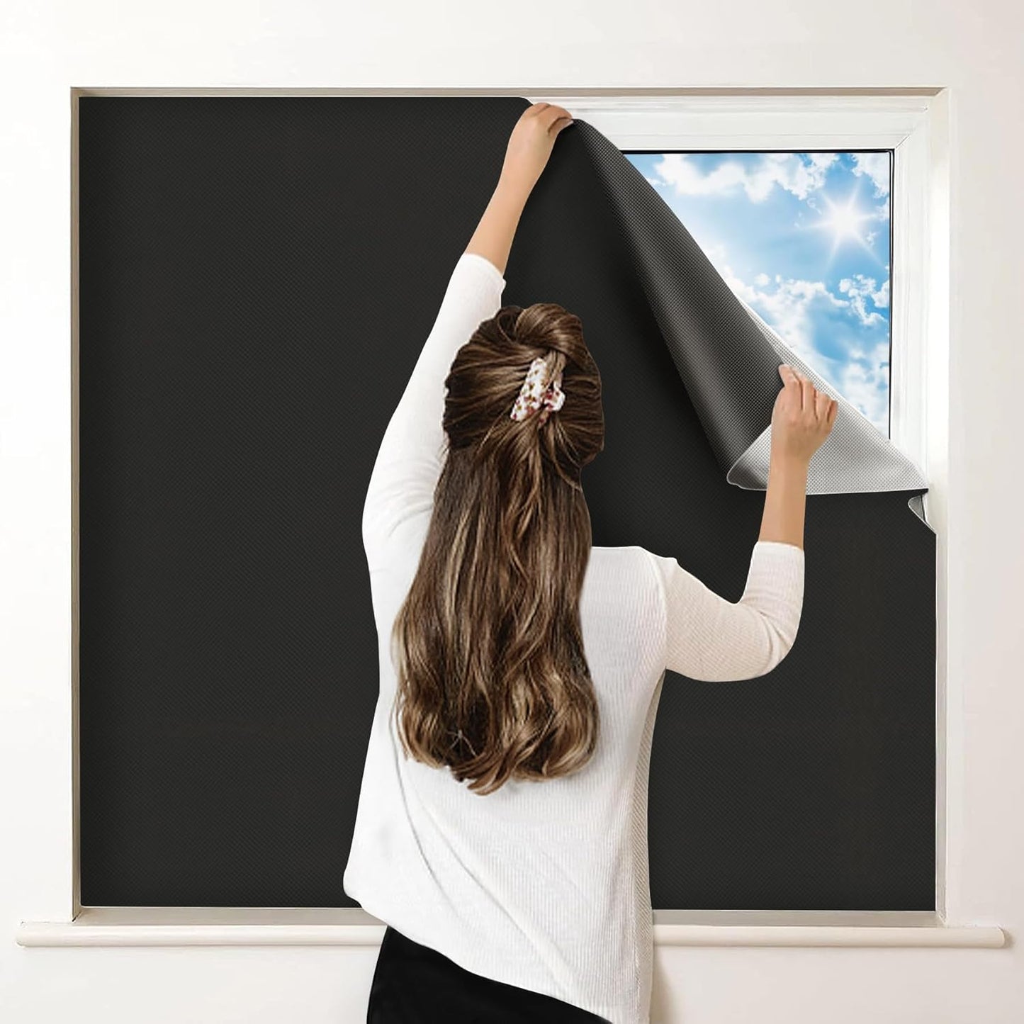 100% Blackout Curtains for Bedroom, Portable DIY Window Blinds, No Drill Window Shades & Blackout Blinds with Stickers & Tabs for Travel, Dorm Room, Media Room (157" x 57")