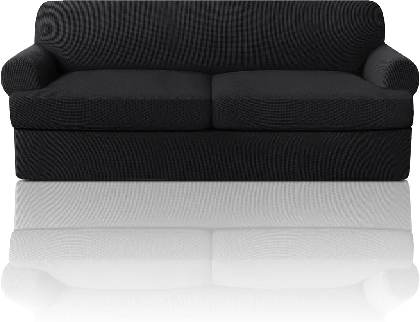 PrinceDeco T Cushion Sofa Slipcover 4 Pieces Sofa Covers for T Cushion Couch Soft Sofa Slip Covers Furniture Protector with 3 Individual T Shape Seat Covers (72"-90"), Island Fossi