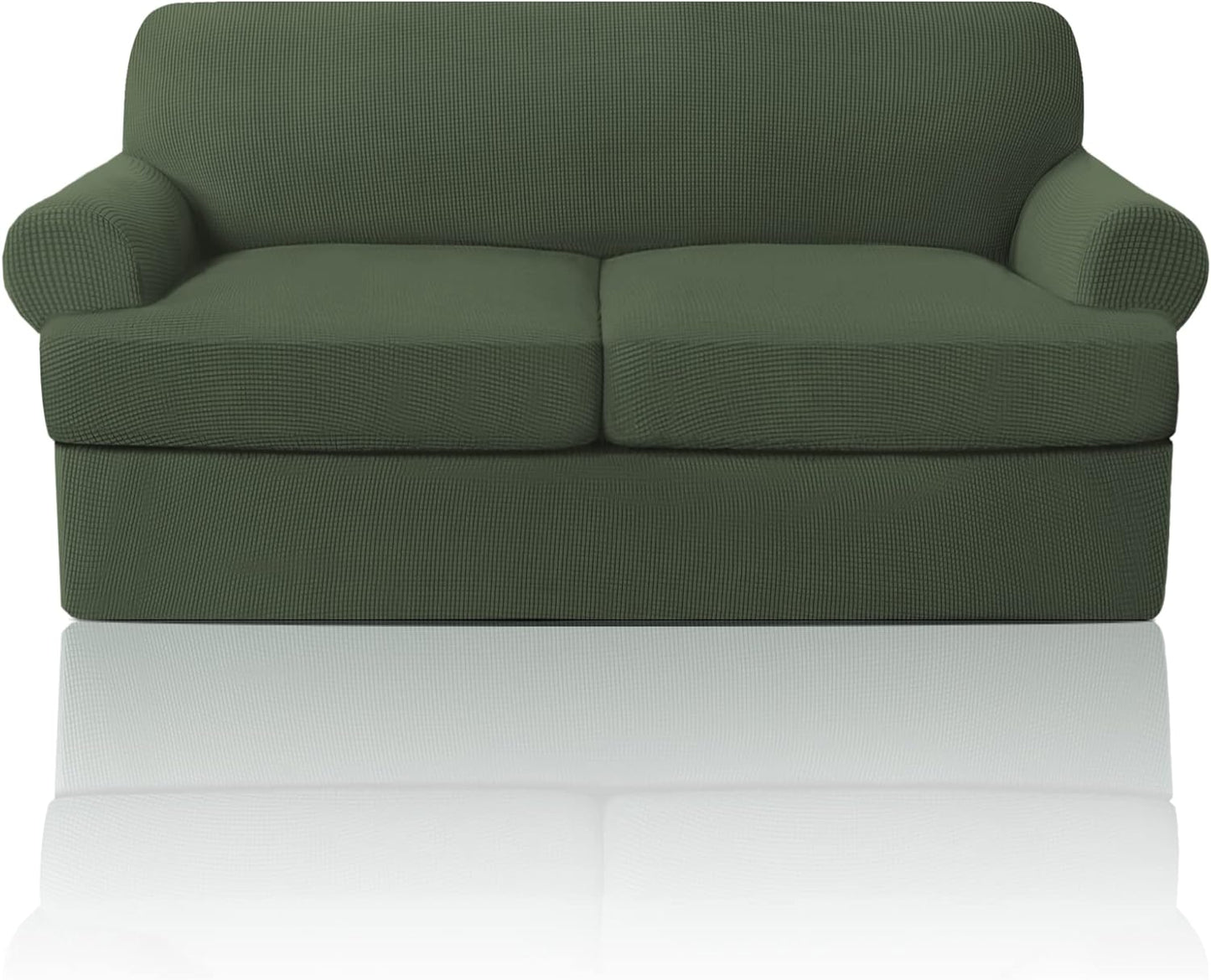 PrinceDeco T Cushion Sofa Slipcover 4 Pieces Sofa Covers for T Cushion Couch Soft Sofa Slip Covers Furniture Protector with 3 Individual T Shape Seat Covers (72"-90"), Island Fossi