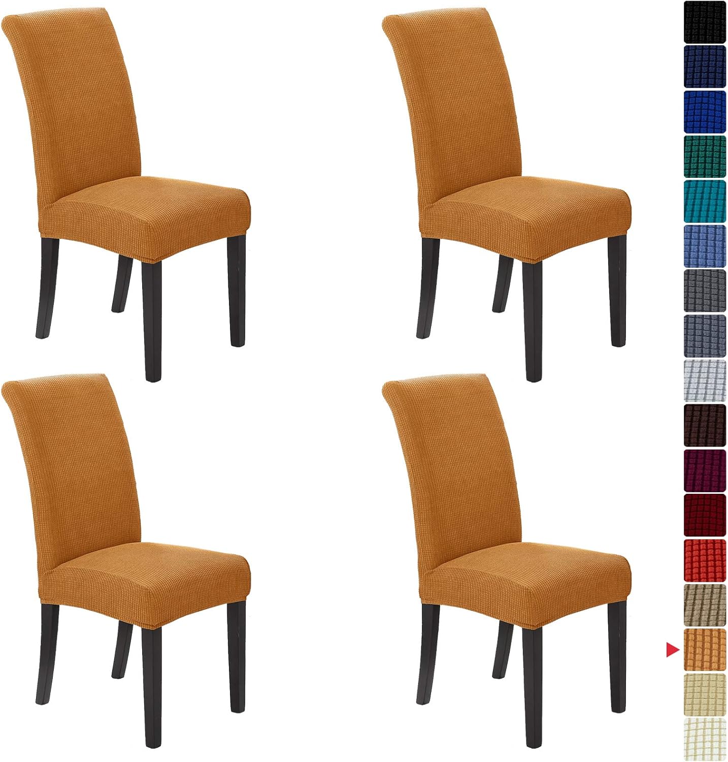 Howhic Stretch Chair Covers for Dining Room Set of 4, Removable Washable Dining Room Chair Covers, Dining Chair Slipcovers Seat Protector, Great for Home and Banquet Decoration (Ivory, 4 Pack)