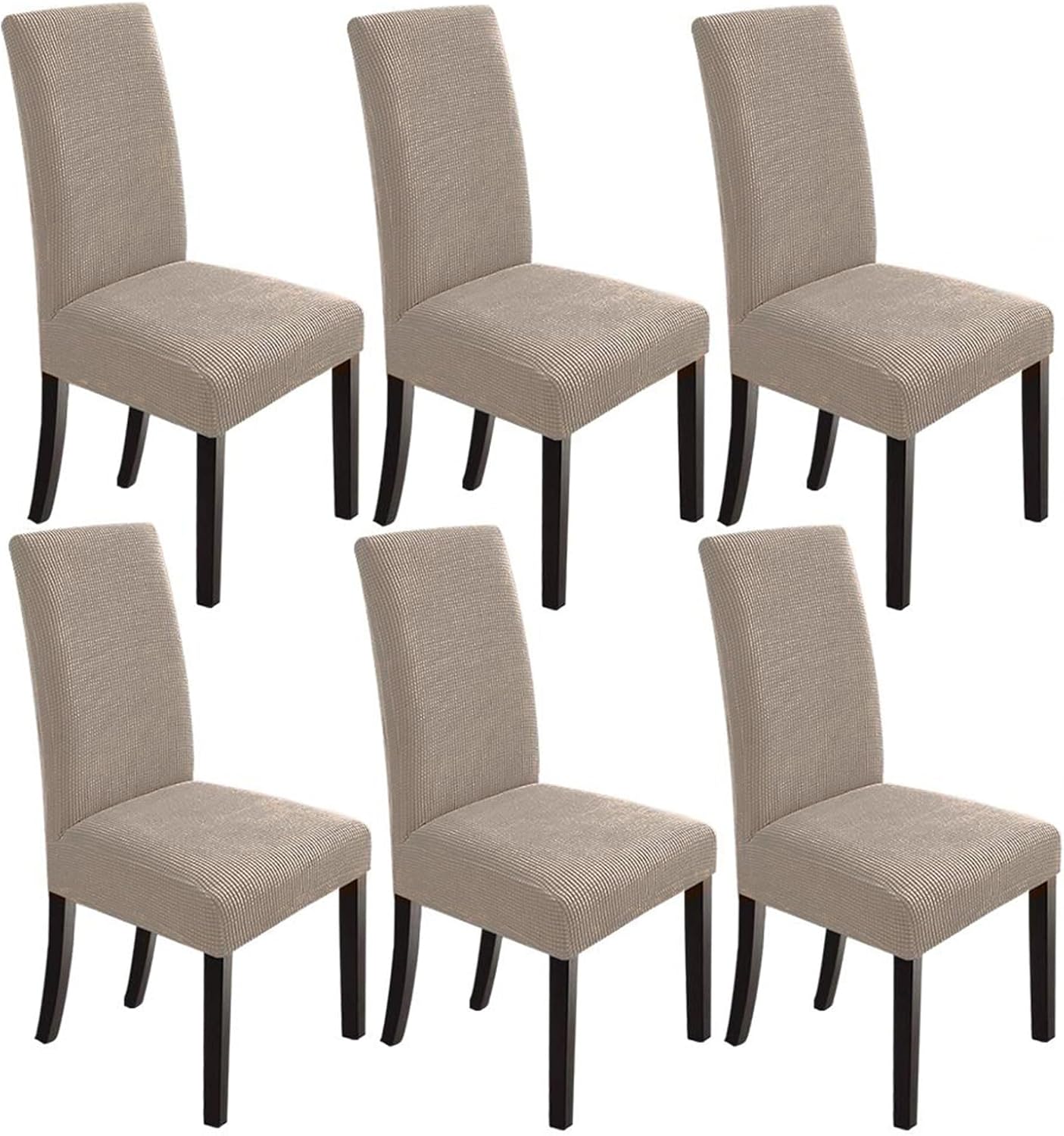 NORTHERN BROTHERS Dining Room Chair Covers Set of 6, Removable Washable Chair Covers for Dining Chairs Stretch Parson Chair Slipcover, Khaki