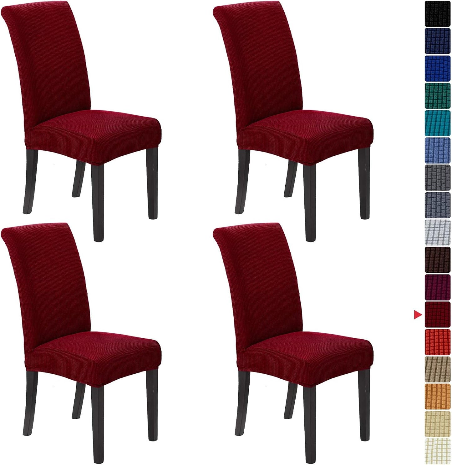 Howhic Stretch Chair Covers for Dining Room Set of 4, Removable Washable Dining Room Chair Covers, Dining Chair Slipcovers Seat Protector, Great for Home and Banquet Decoration (Ivory, 4 Pack)