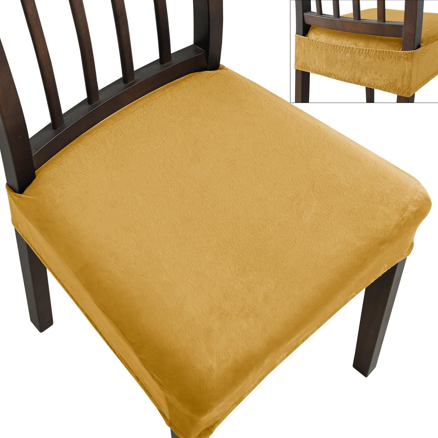 Dining Chair Covers, Stretch Removable Washable Kitchen Chair Covers Set of 4, Soft Dining Chair Slipcovers Protectors, Seat Covers for Dining Room Chairs (Set of 4, Beige)