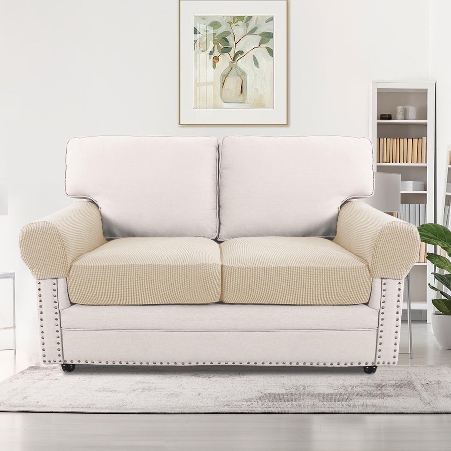 H.VERSAILTEX Multi-Pieces Sofa Covers Stretch Couch Covers Form Fitted Seats and Back Cushions Covers (3 Seat Covers Plus 3 Back Cusion Covers, Bonus 2 Armrest Covers), Grey