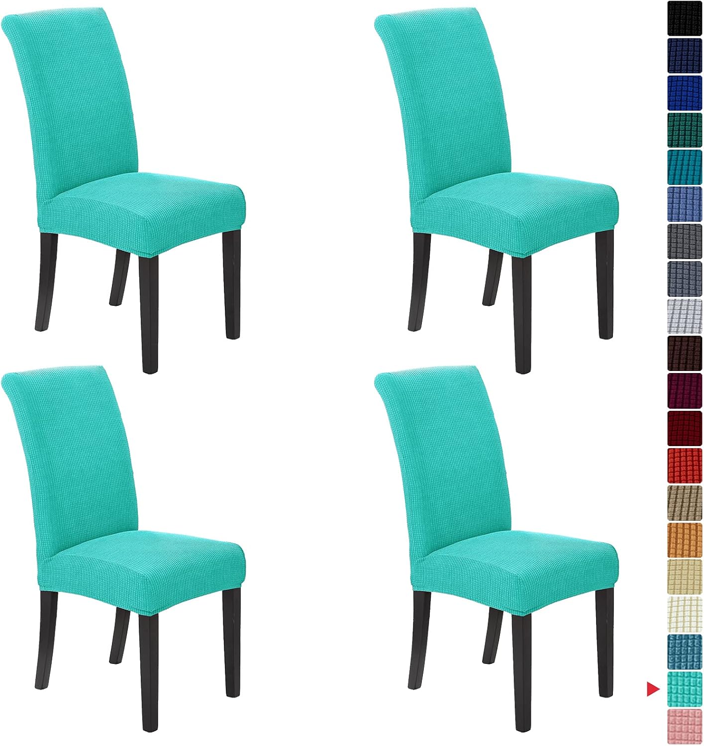 Howhic Stretch Chair Covers for Dining Room Set of 4, Removable Washable Dining Room Chair Covers, Dining Chair Slipcovers Seat Protector, Great for Home and Banquet Decoration (Ivory, 4 Pack)