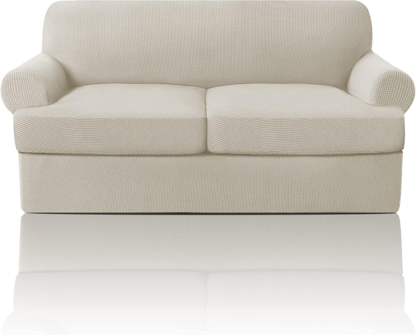 PrinceDeco T Cushion Sofa Slipcover 4 Pieces Sofa Covers for T Cushion Couch Soft Sofa Slip Covers Furniture Protector with 3 Individual T Shape Seat Covers (72"-90"), Island Fossi