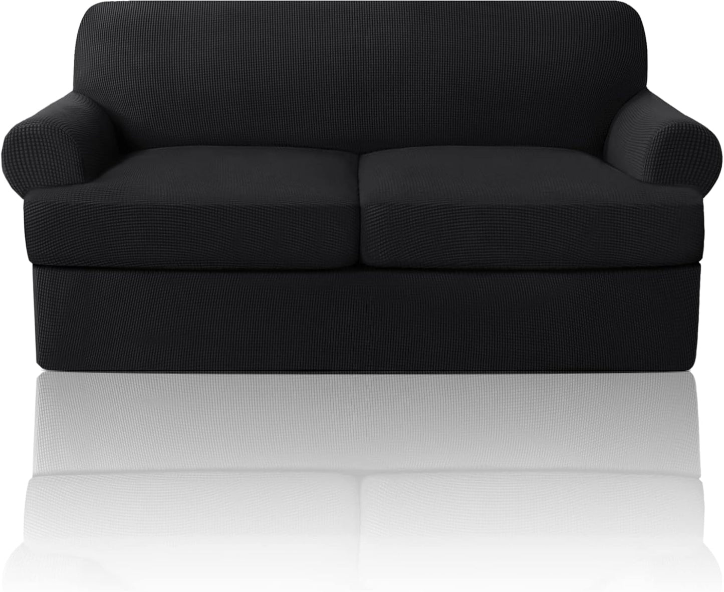 PrinceDeco T Cushion Sofa Slipcover 4 Pieces Sofa Covers for T Cushion Couch Soft Sofa Slip Covers Furniture Protector with 3 Individual T Shape Seat Covers (72"-90"), Island Fossi