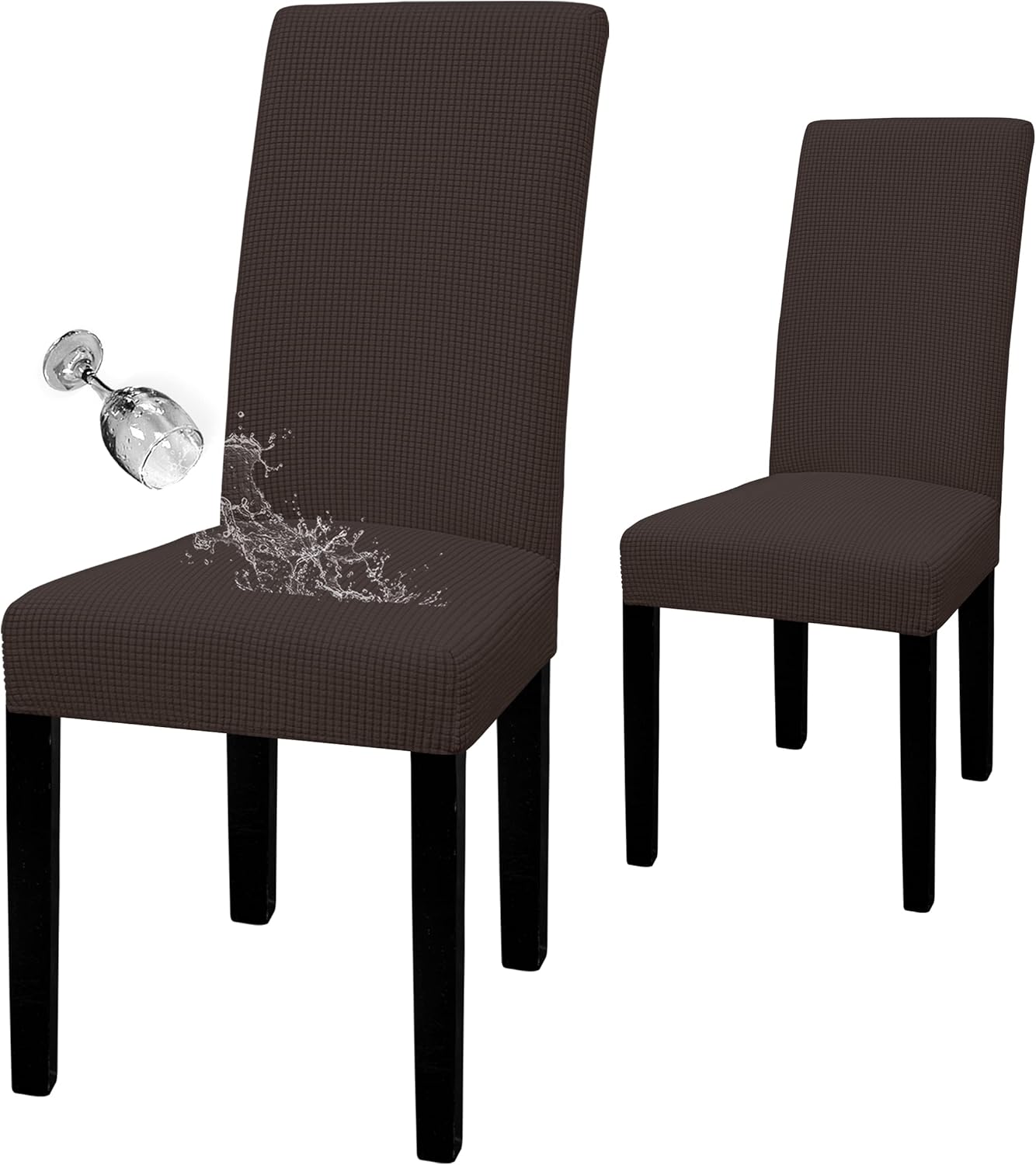 Easy-Going 100% Waterproof Dining Room Chair Cover Set of 6, Stretch Jacquard Parson Chair Slipcover Removable Washable Chair Protector for Home, Restaurant, Banquet (Large, Light Gray)