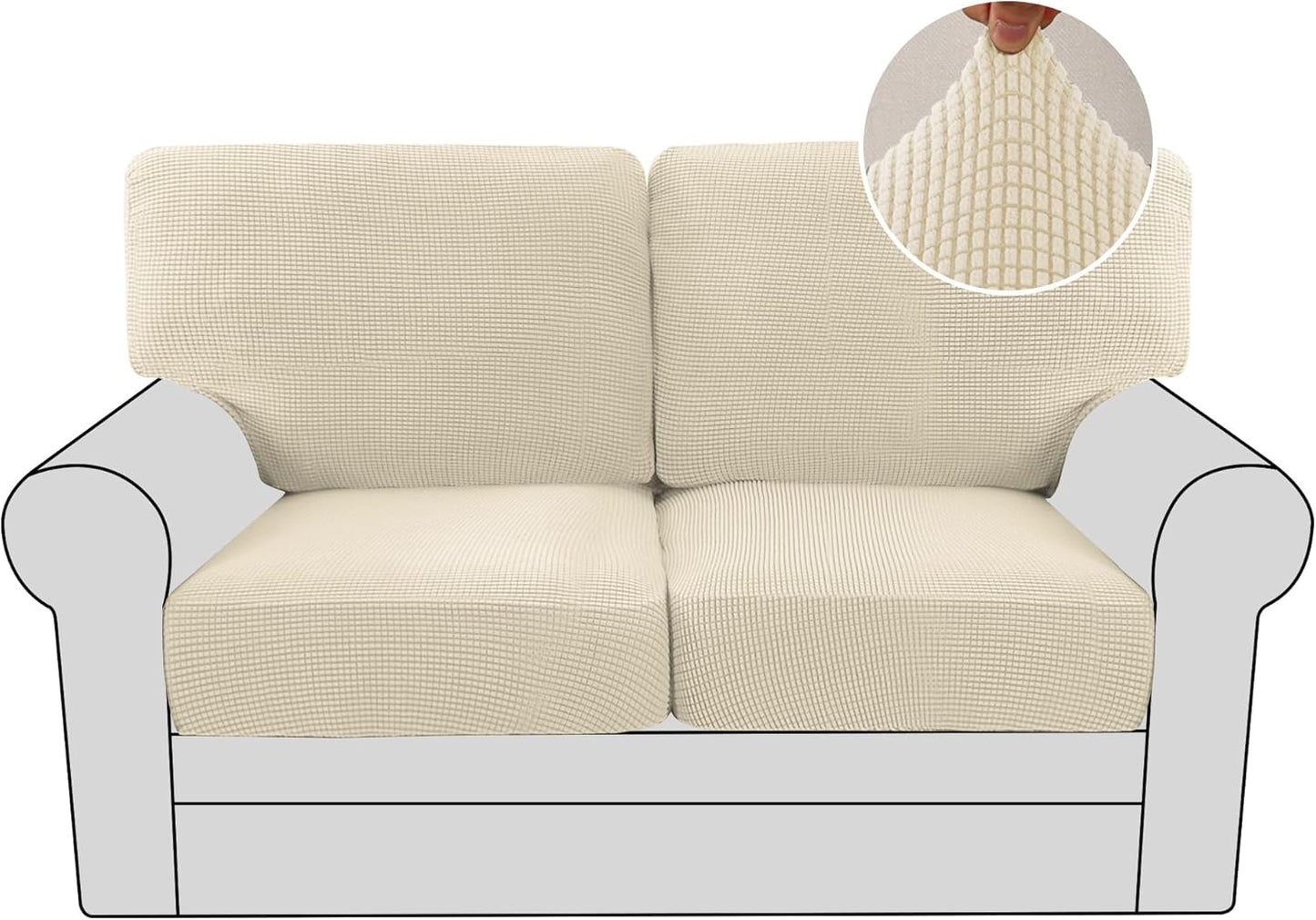 H.VERSAILTEX Multi-Pieces Sofa Covers Stretch Couch Covers Form Fitted Seats and Back Cushions Covers (3 Seat Covers Plus 3 Back Cusion Covers, Bonus 2 Armrest Covers), Grey