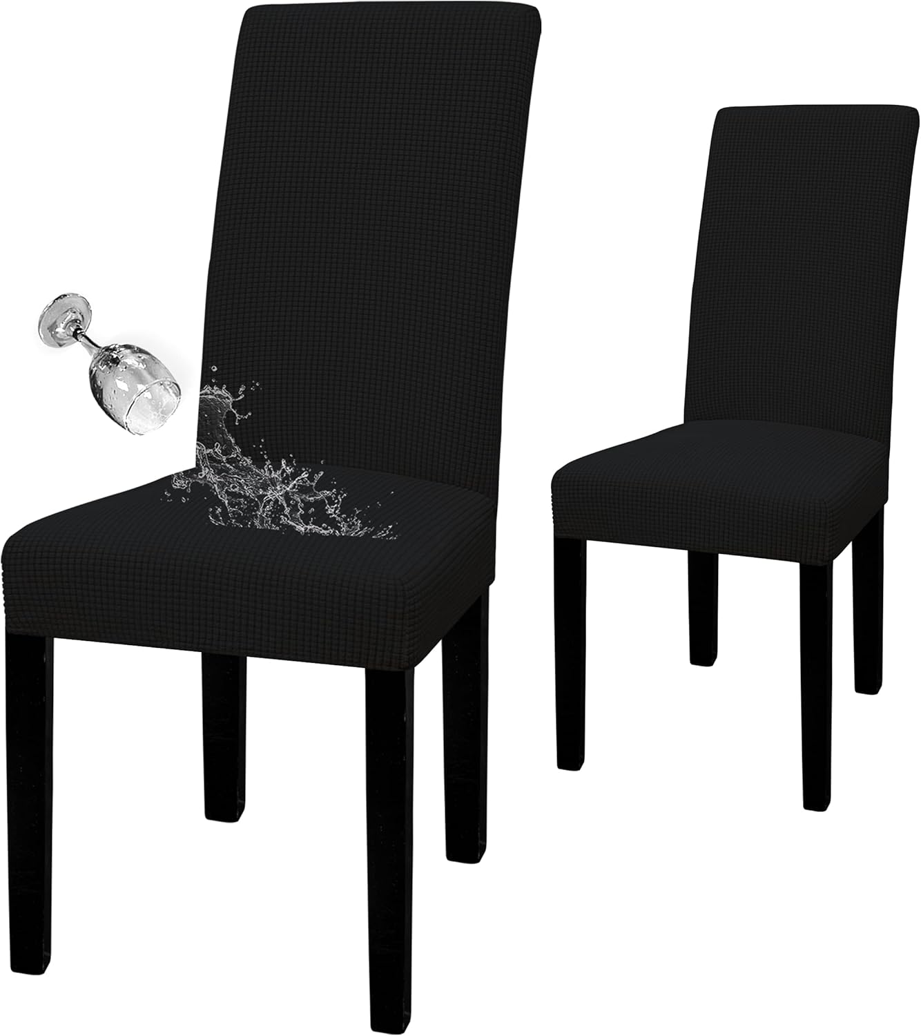 Easy-Going 100% Waterproof Dining Room Chair Cover Set of 6, Stretch Jacquard Parson Chair Slipcover Removable Washable Chair Protector for Home, Restaurant, Banquet (Large, Light Gray)