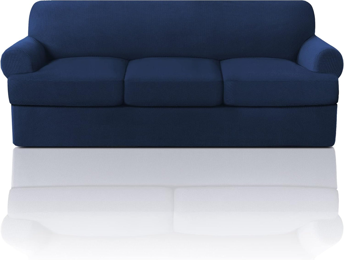 PrinceDeco T Cushion Sofa Slipcover 4 Pieces Sofa Covers for T Cushion Couch Soft Sofa Slip Covers Furniture Protector with 3 Individual T Shape Seat Covers (72"-90"), Island Fossi