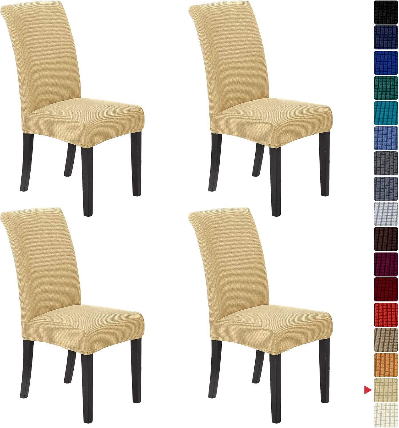 Howhic Stretch Chair Covers for Dining Room Set of 4, Removable Washable Dining Room Chair Covers, Dining Chair Slipcovers Seat Protector, Great for Home and Banquet Decoration (Ivory, 4 Pack)