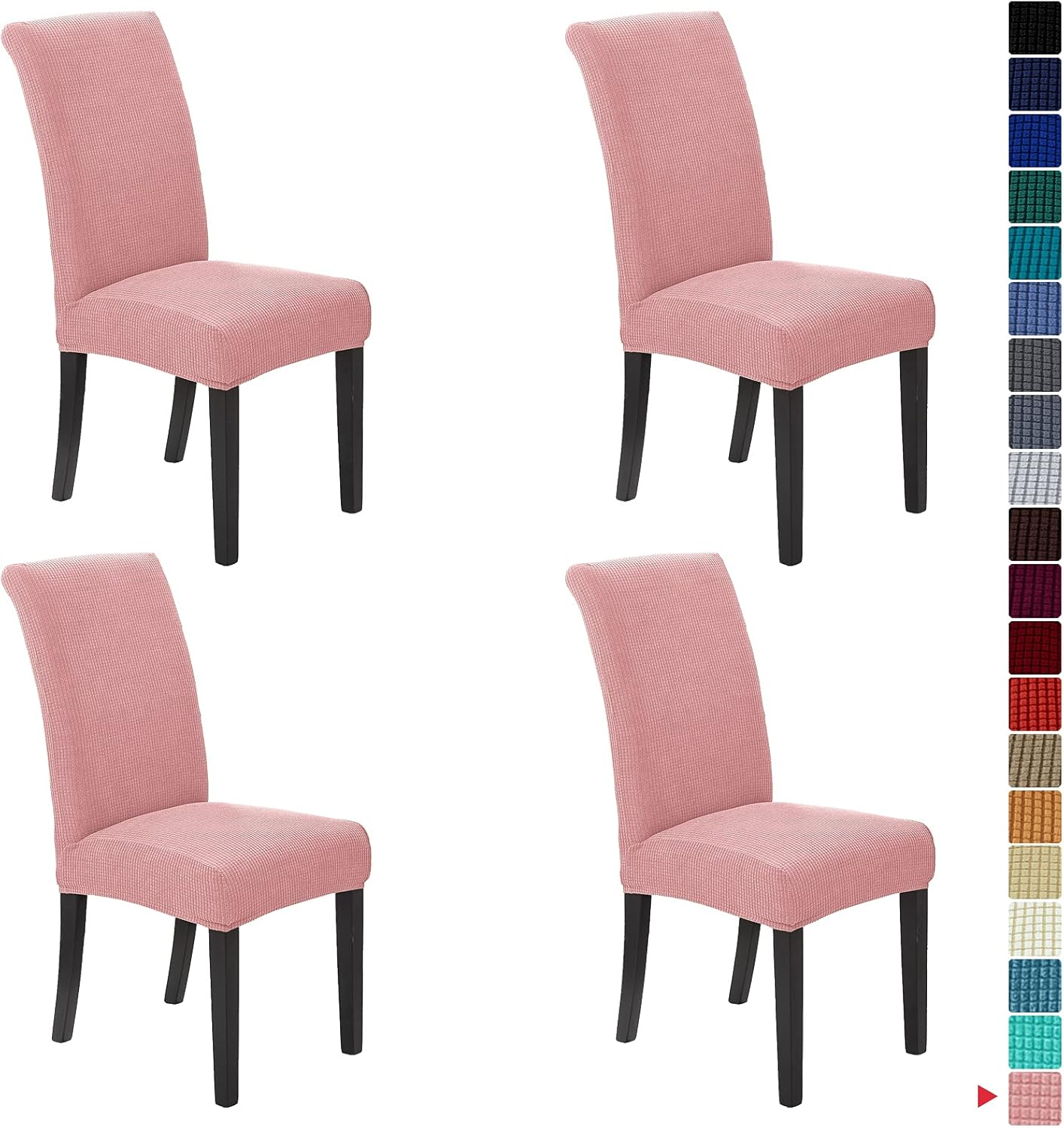 Howhic Stretch Chair Covers for Dining Room Set of 4, Removable Washable Dining Room Chair Covers, Dining Chair Slipcovers Seat Protector, Great for Home and Banquet Decoration (Ivory, 4 Pack)