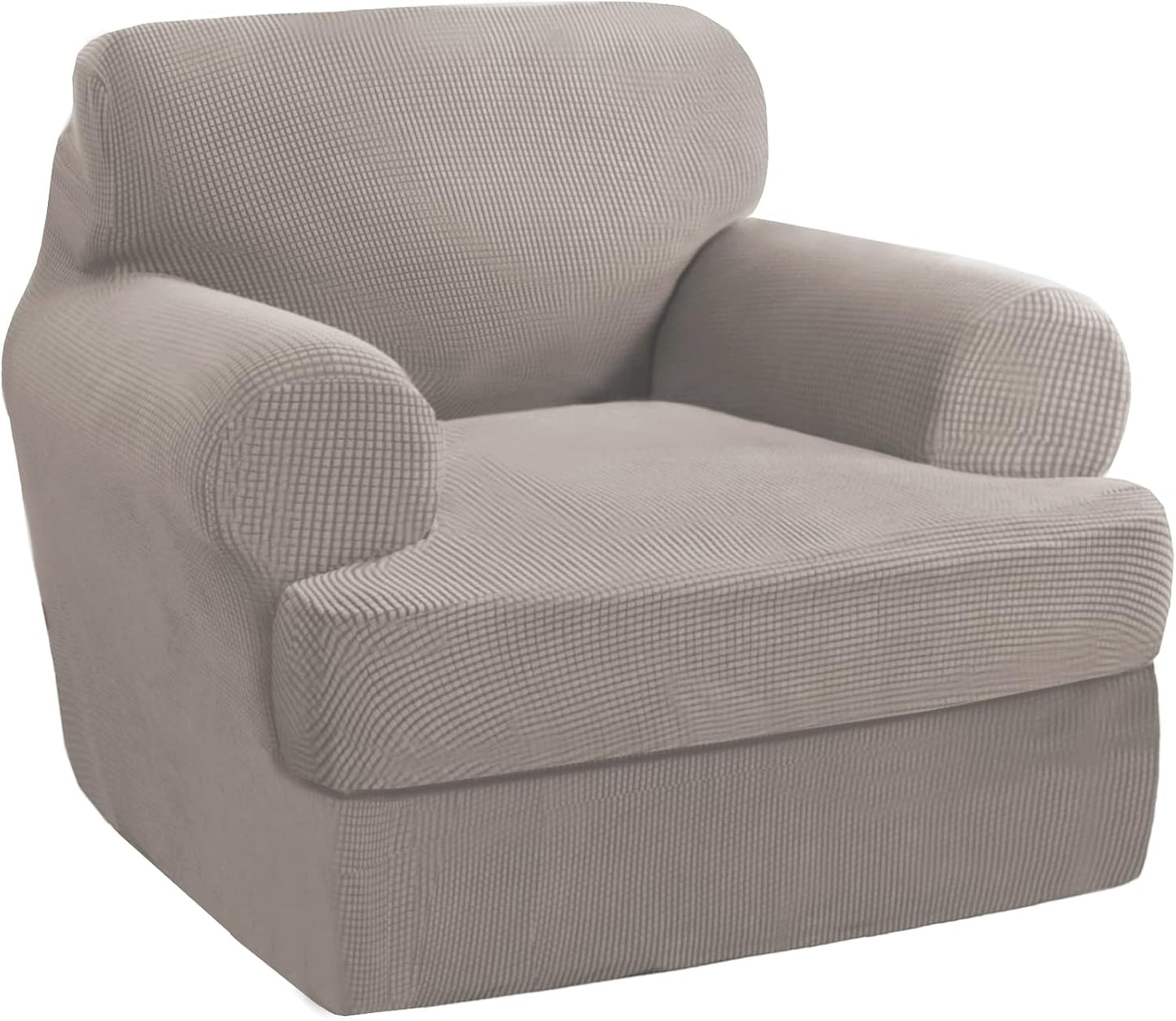 PrinceDeco T Cushion Sofa Slipcover 4 Pieces Sofa Covers for T Cushion Couch Soft Sofa Slip Covers Furniture Protector with 3 Individual T Shape Seat Covers (72"-90"), Island Fossi