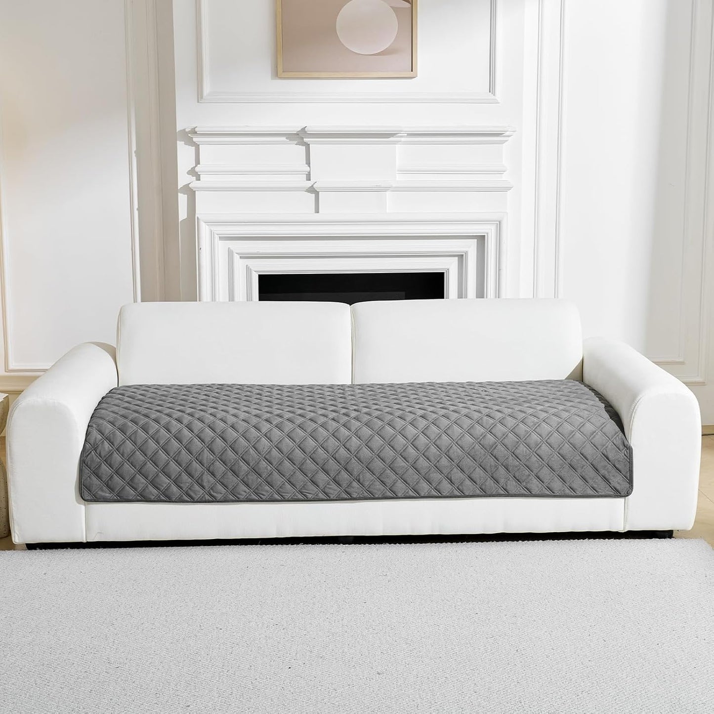 Deep Dream Velvet Couch Cover, Sectional Couch Covers, Anti Slip Sofa Covers for 3 Cushion Couch, Sofa Slipcovers for Dogs Pets Kids Furniture Protector Covers for Dogs Pets Kids(Dark Grey, 36"x 71")