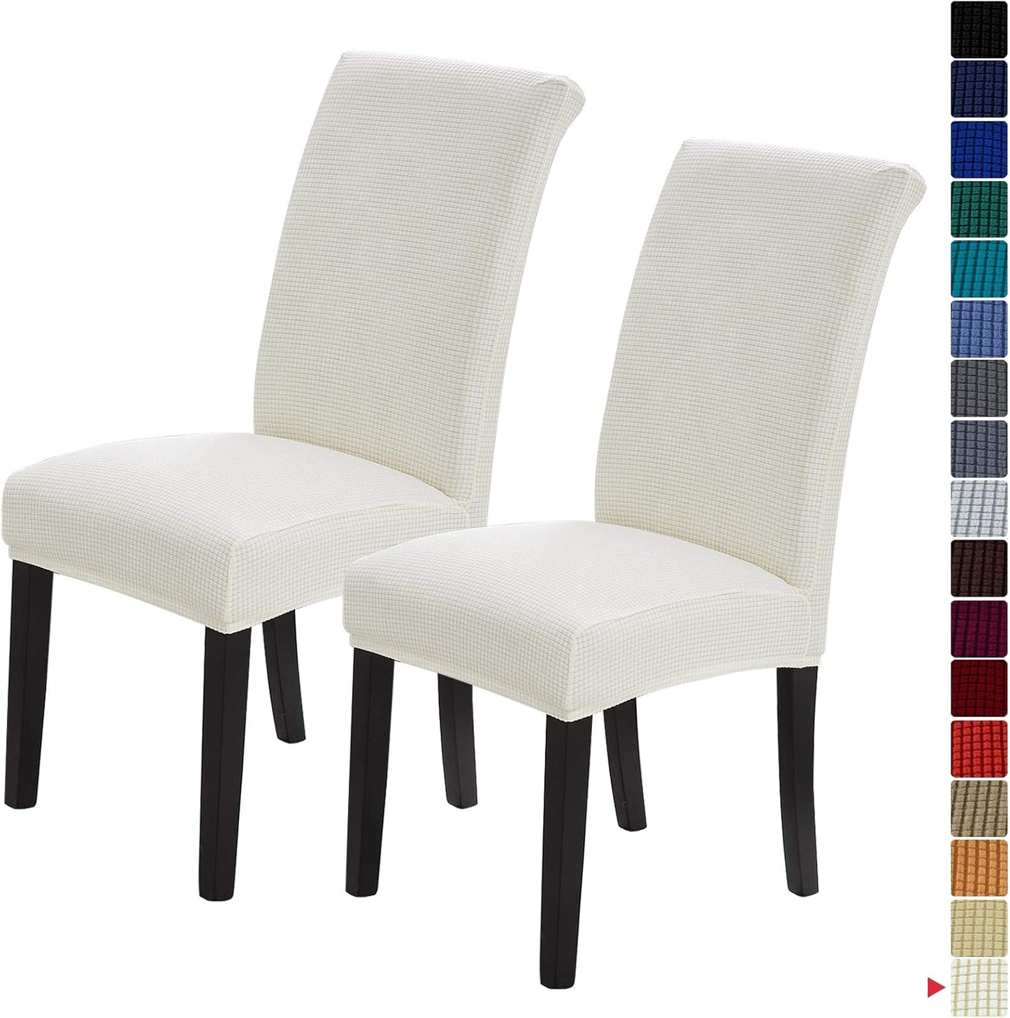 Howhic Stretch Chair Covers for Dining Room Set of 4, Removable Washable Dining Room Chair Covers, Dining Chair Slipcovers Seat Protector, Great for Home and Banquet Decoration (Ivory, 4 Pack)