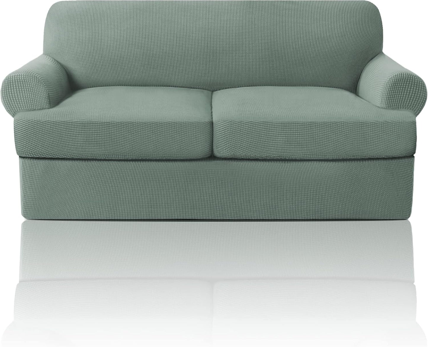 PrinceDeco T Cushion Sofa Slipcover 4 Pieces Sofa Covers for T Cushion Couch Soft Sofa Slip Covers Furniture Protector with 3 Individual T Shape Seat Covers (72"-90"), Island Fossi