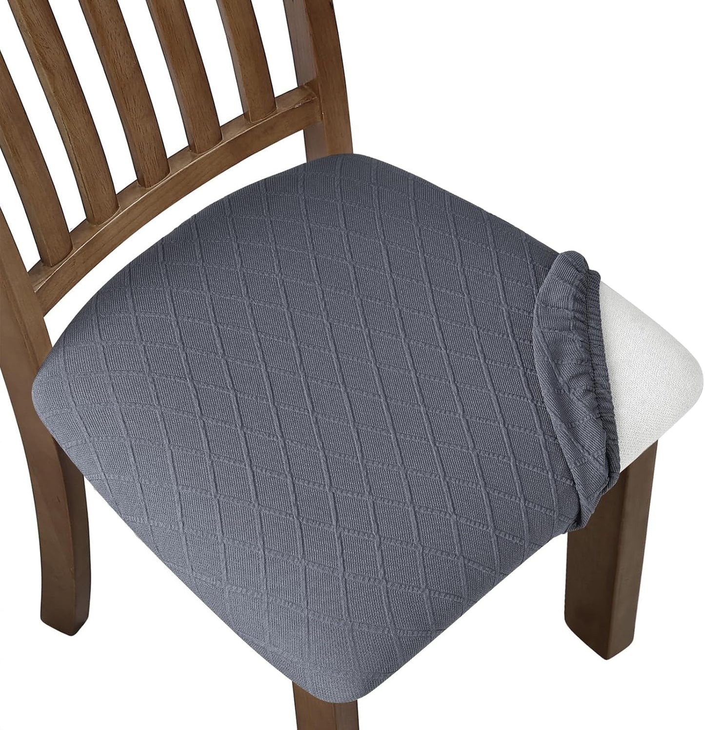 Stretch Chair Seat Covers 6 PCS, Removable Washable Dining Chair Covers Anti-Dust Dining Room Seat Cushion Slipcovers (6, Beige)