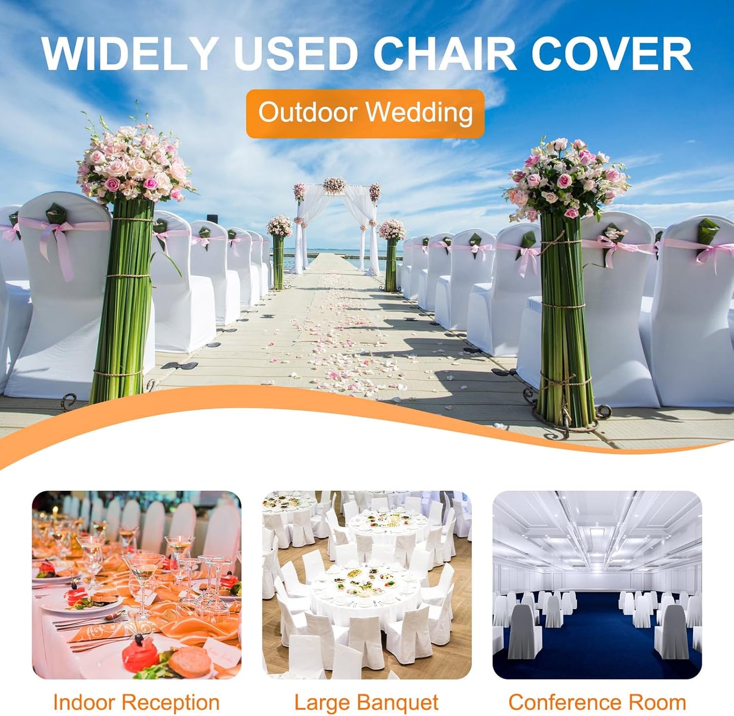 10 Pack White Folding Chair Covers for Party, Spandex Chair Covers for Wedding, Stretch Seat Cover 10 Pieces, Universal Fitted Polyester Slipcovers for Dining Chairs, Parties & Banquet (10 PCS)