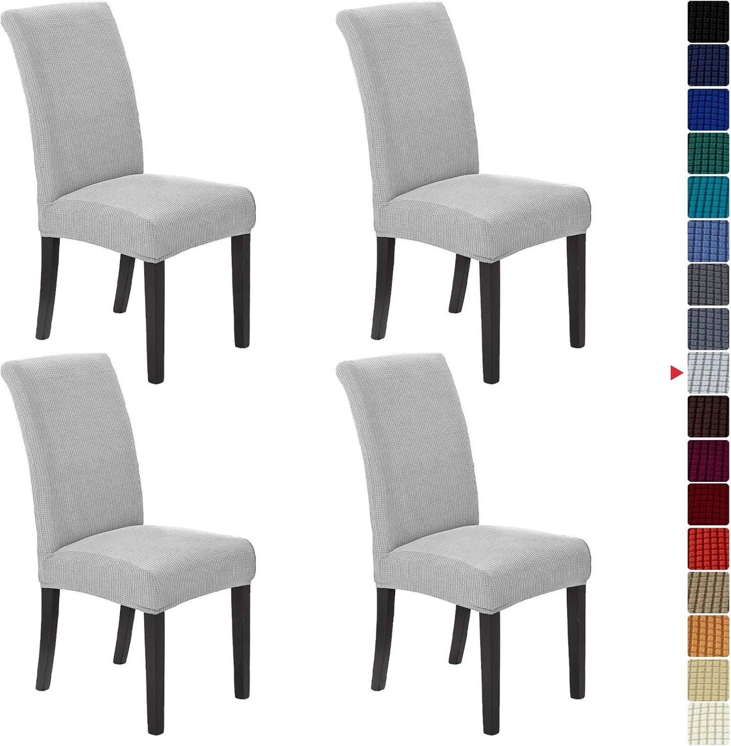 Howhic Stretch Chair Covers for Dining Room Set of 4, Removable Washable Dining Room Chair Covers, Dining Chair Slipcovers Seat Protector, Great for Home and Banquet Decoration (Ivory, 4 Pack)