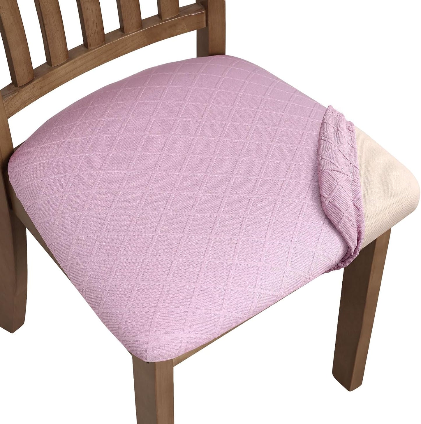 Stretch Chair Seat Covers 6 PCS, Removable Washable Dining Chair Covers Anti-Dust Dining Room Seat Cushion Slipcovers (6, Beige)