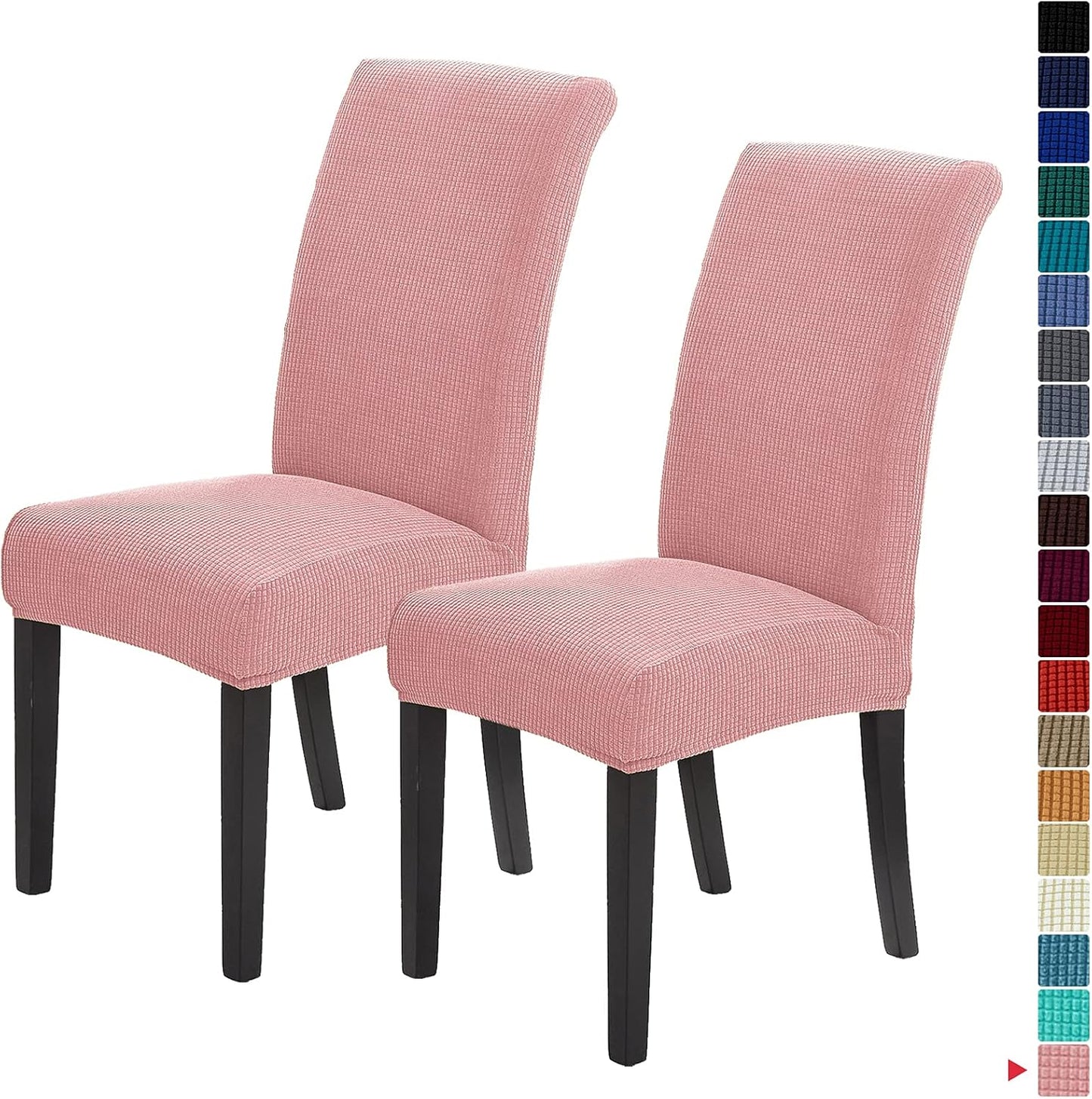 Howhic Stretch Chair Covers for Dining Room Set of 4, Removable Washable Dining Room Chair Covers, Dining Chair Slipcovers Seat Protector, Great for Home and Banquet Decoration (Ivory, 4 Pack)