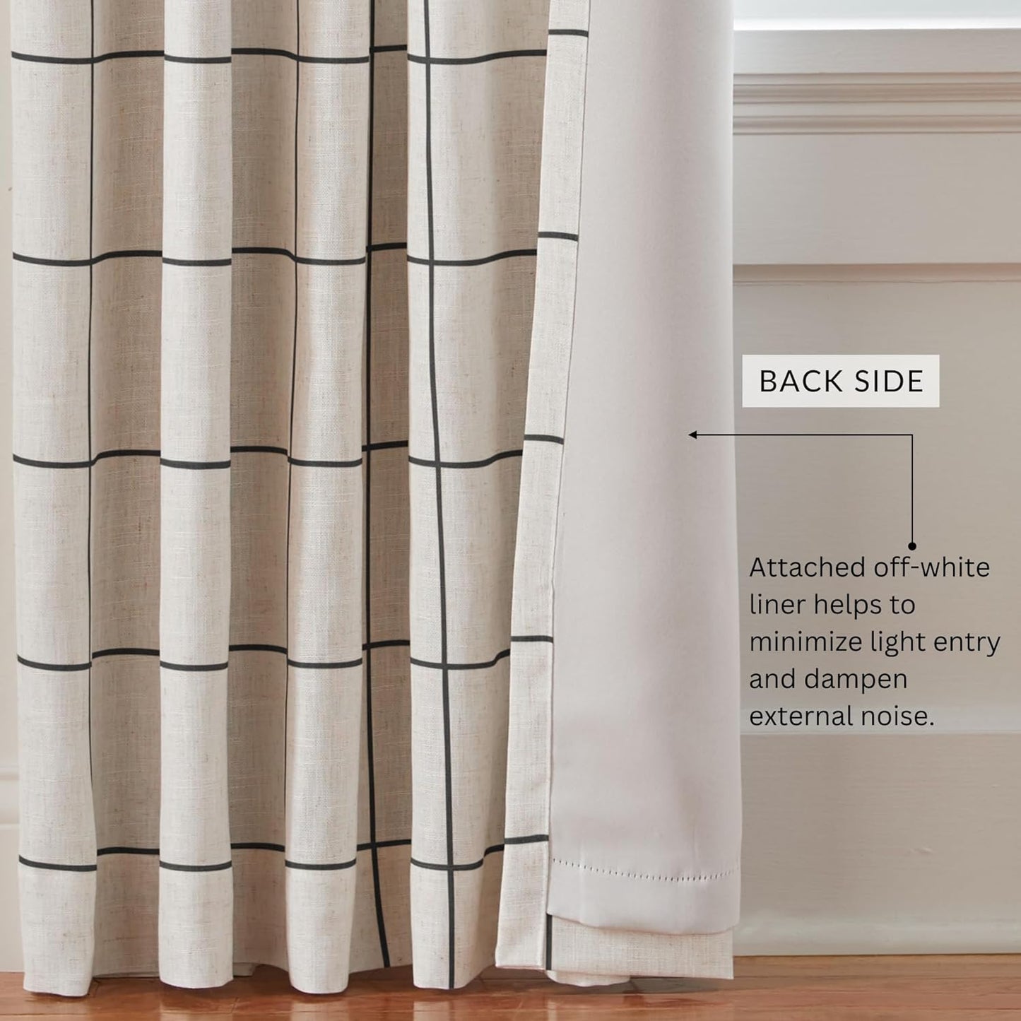 Elrene Home Fashions Brighton Windowpane Plaid Blackout Window Curtain, Living Room and Bedroom Drape with Rod Pocket Tabs, 52" x 95", 1 Panel