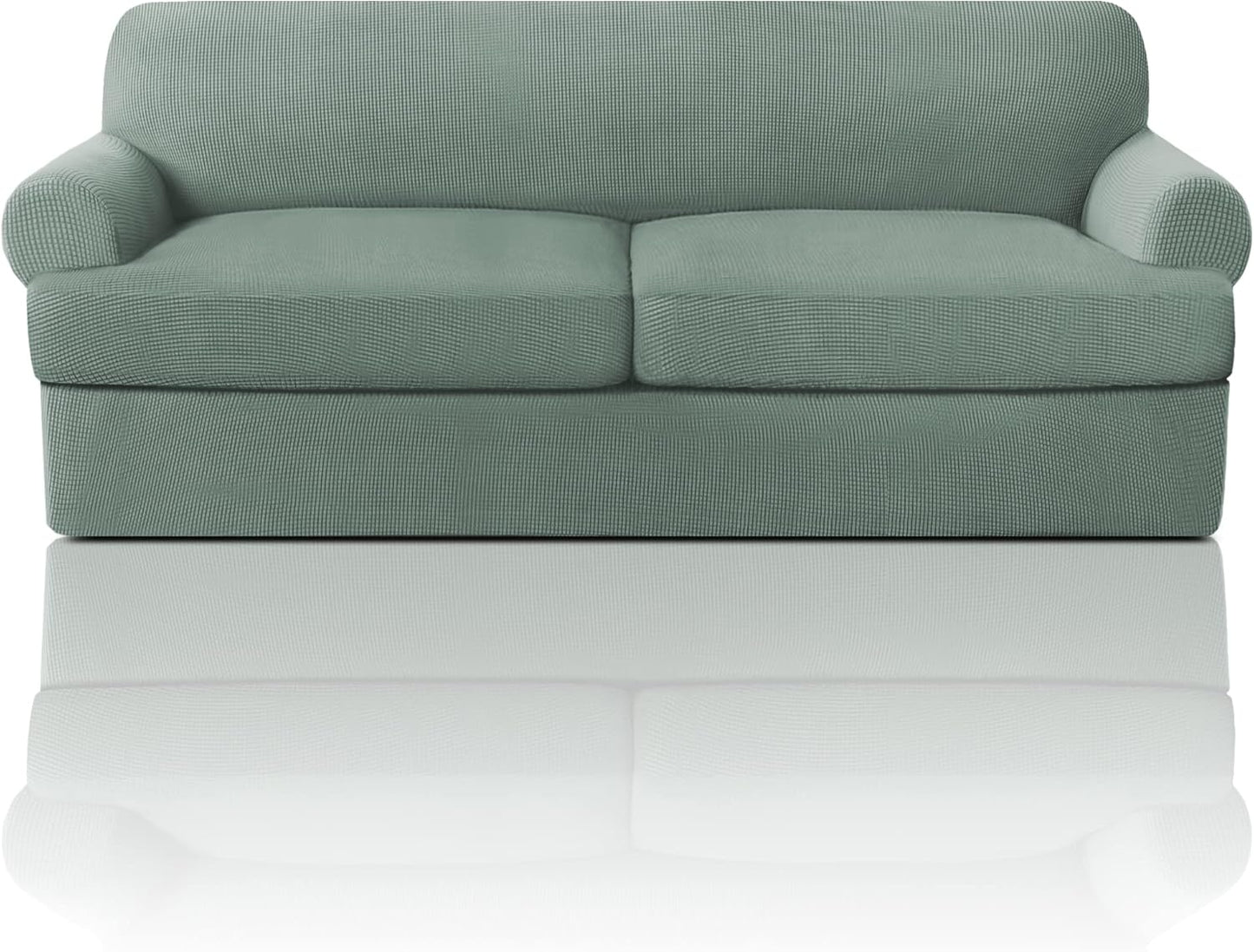 PrinceDeco T Cushion Sofa Slipcover 4 Pieces Sofa Covers for T Cushion Couch Soft Sofa Slip Covers Furniture Protector with 3 Individual T Shape Seat Covers (72"-90"), Island Fossi