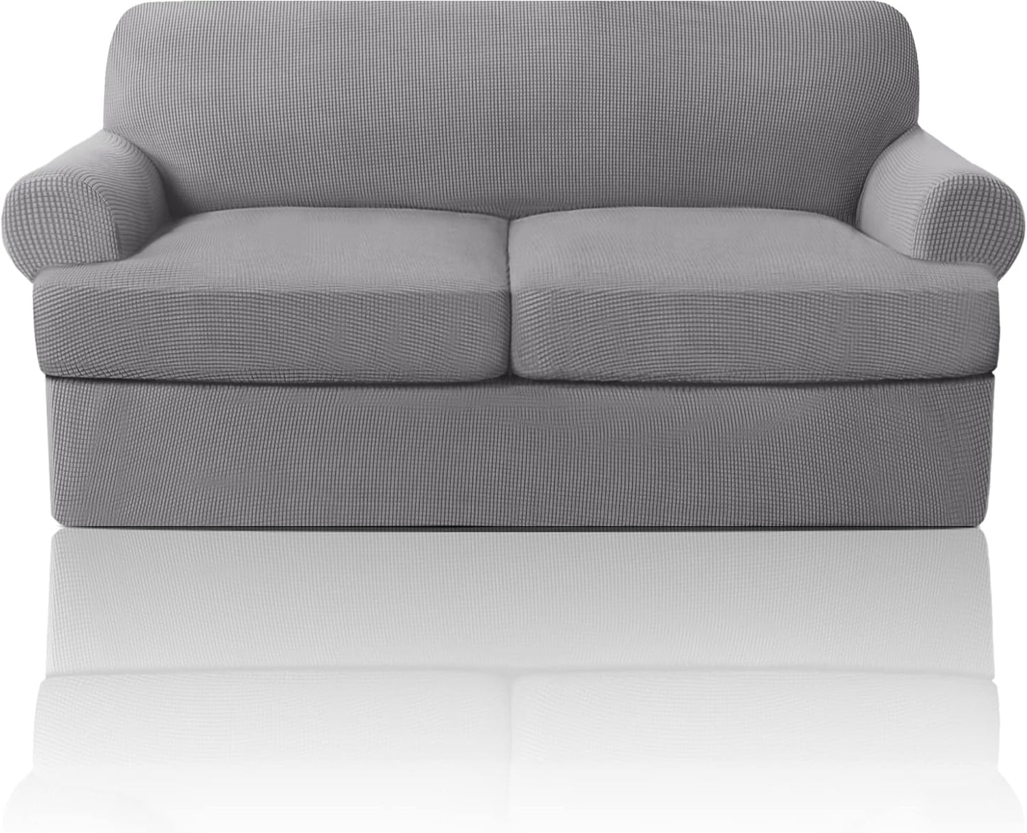 PrinceDeco T Cushion Sofa Slipcover 4 Pieces Sofa Covers for T Cushion Couch Soft Sofa Slip Covers Furniture Protector with 3 Individual T Shape Seat Covers (72"-90"), Island Fossi