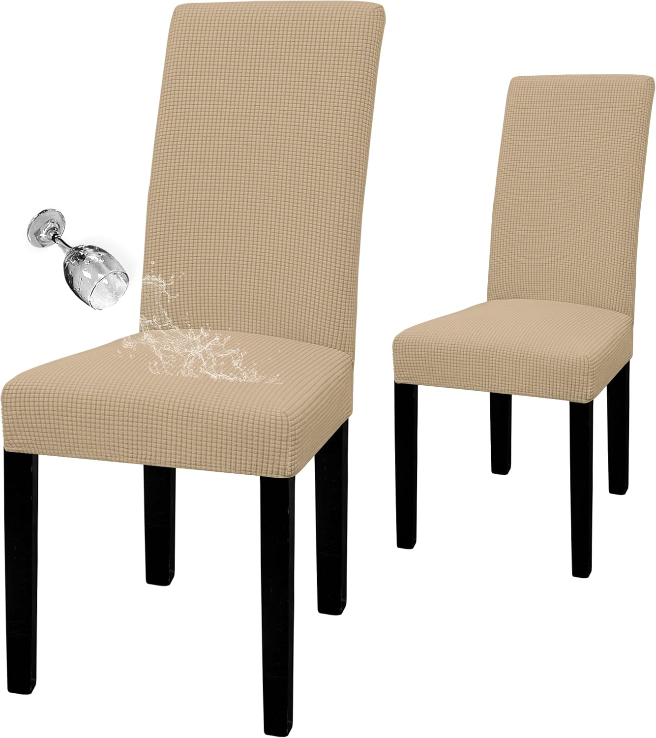 Easy-Going 100% Waterproof Dining Room Chair Cover Set of 6, Stretch Jacquard Parson Chair Slipcover Removable Washable Chair Protector for Home, Restaurant, Banquet (Large, Light Gray)