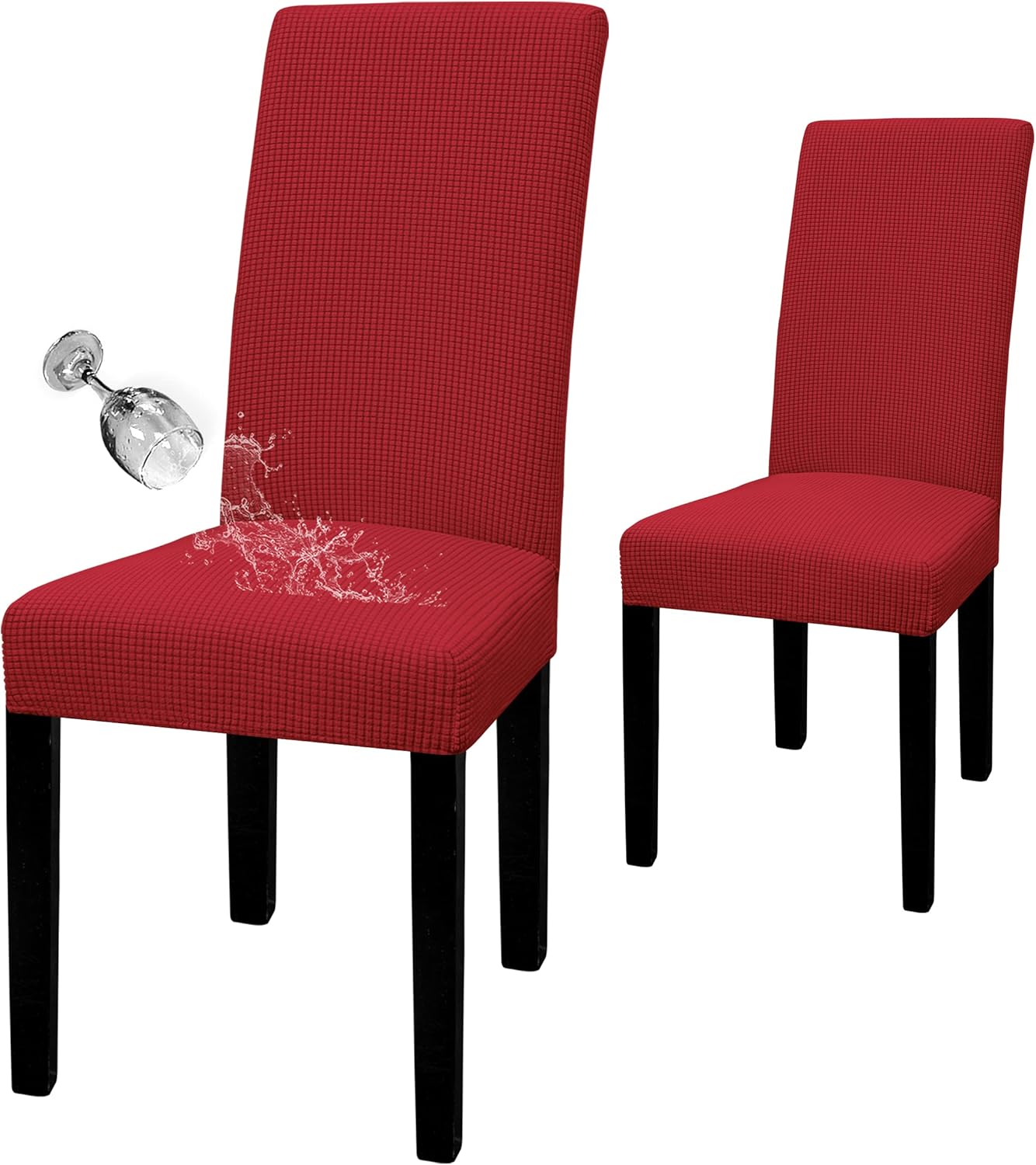 Easy-Going 100% Waterproof Dining Room Chair Cover Set of 6, Stretch Jacquard Parson Chair Slipcover Removable Washable Chair Protector for Home, Restaurant, Banquet (Large, Light Gray)