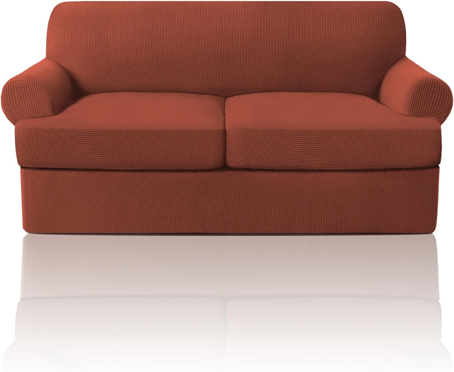 PrinceDeco T Cushion Sofa Slipcover 4 Pieces Sofa Covers for T Cushion Couch Soft Sofa Slip Covers Furniture Protector with 3 Individual T Shape Seat Covers (72"-90"), Island Fossi