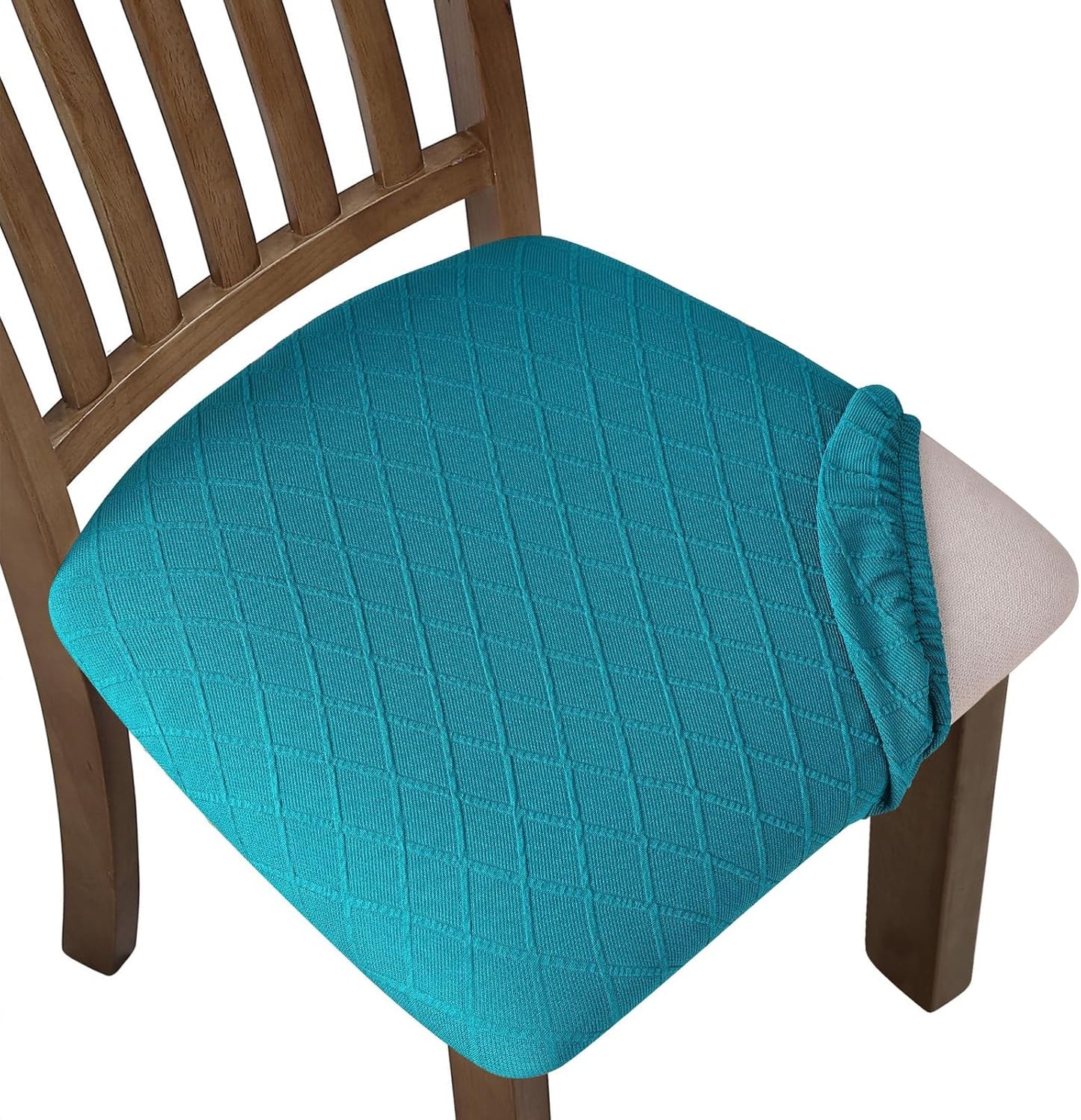 Stretch Chair Seat Covers 6 PCS, Removable Washable Dining Chair Covers Anti-Dust Dining Room Seat Cushion Slipcovers (6, Beige)